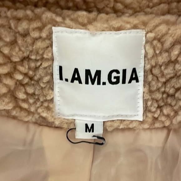 I Am Gia Pixie Faux Sherpa Jacket Medium M I. Am. Gia. Camel Tan Zip Teddy - Picture 2 of 8